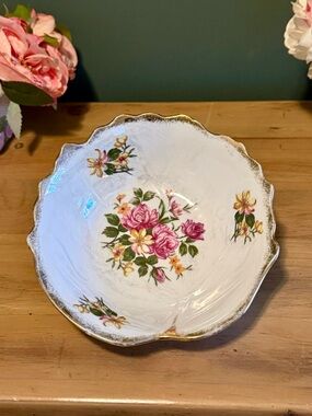 Vintage Trimont Ware Japan Floral Bowl Gold Rim Cottagecore